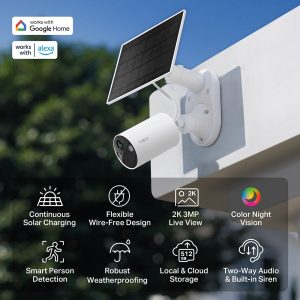Tapo TC82 KIT Cámara de Vigilancia Wi-Fi Batería Recargable Solar y Detección IA